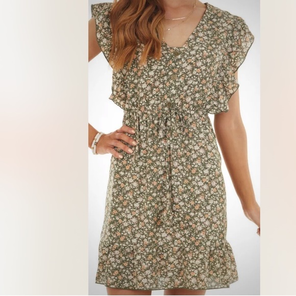 Umgee Ditsy Floral Ruffle Short Dress - Picture 2 of 15